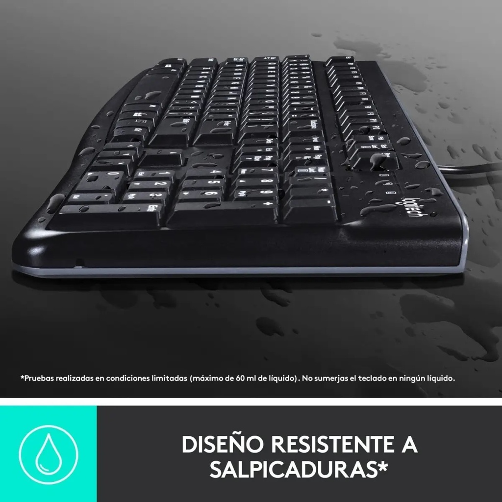 Combo teclado y mouse c/cable LOGITECH MK120 Negro