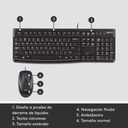 Combo teclado y mouse c/cable LOGITECH MK120 Negro