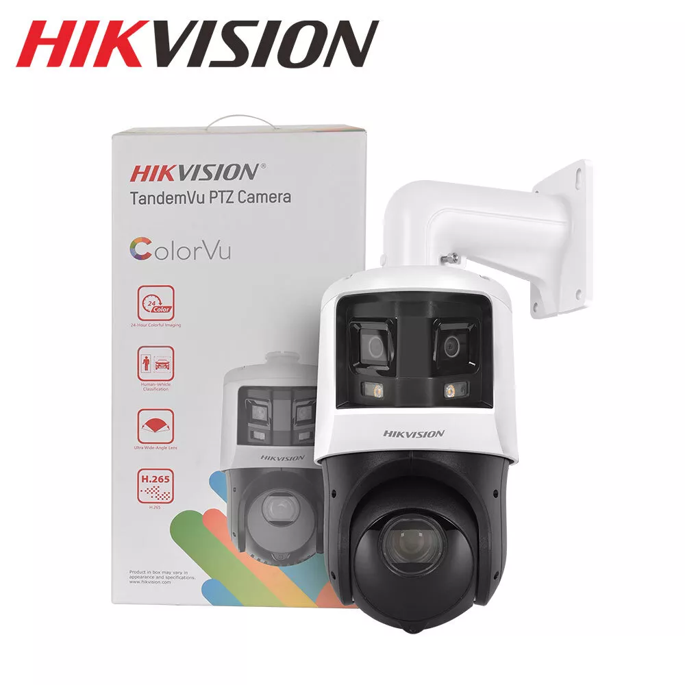 Domo PTZ IP Hikvision TandemVu Panoramica 180° 6MP+4MP 25x ColorVu IR100m Luz Blanca 30m iA Vehiculo/Humano IP66 PoE+ (DS-2SE4C425MWG-E/26F0)