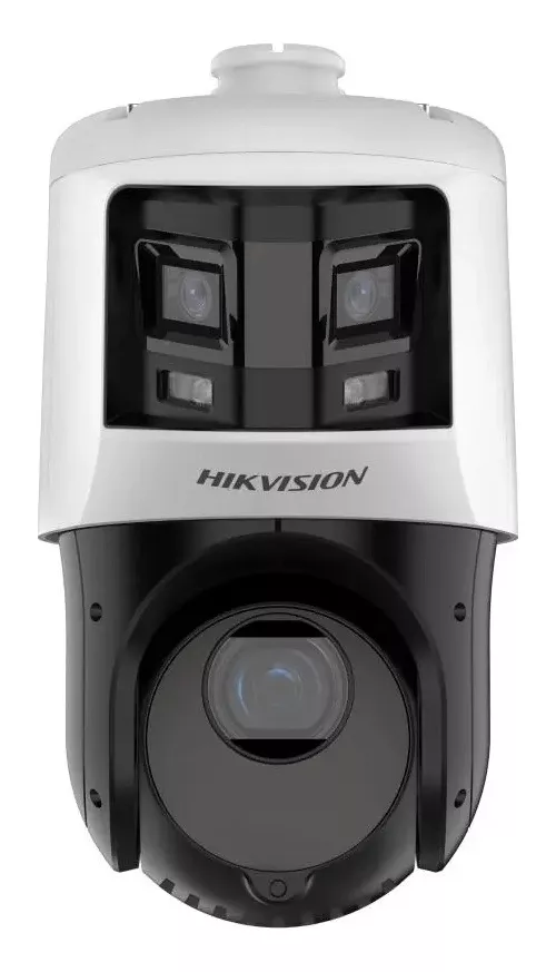 Domo PTZ IP Hikvision TandemVu Panoramica 180° 6MP+4MP 25x ColorVu IR100m Luz Blanca 30m iA Vehiculo/Humano IP66 PoE+ (DS-2SE4C425MWG-E/26F0)