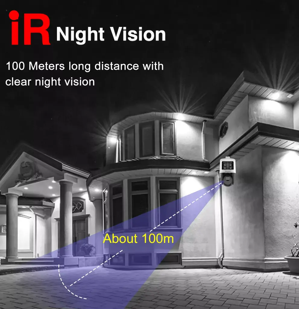 Domo PTZ IP Hikvision TandemVu Panoramica 180° 6MP+4MP 25x ColorVu IR100m Luz Blanca 30m iA Vehiculo/Humano IP66 PoE+ (DS-2SE4C425MWG-E/26F0)