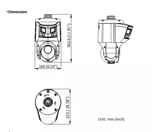Domo PTZ IP Hikvision TandemVu Panoramica 180° 6MP+4MP 25x ColorVu IR100m Luz Blanca 30m iA Vehiculo/Humano IP66 PoE+ (DS-2SE4C425MWG-E/26F0)