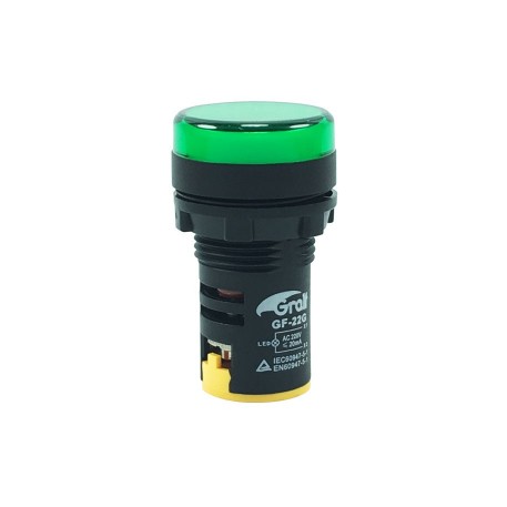 Piloto indicador monofasico verde Ø22mm (GF-22G)