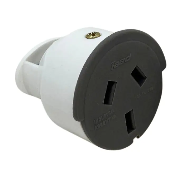 Ficha hembra Taad c/neutro y sujeta cable 250V 10A blanco (D-8200) 