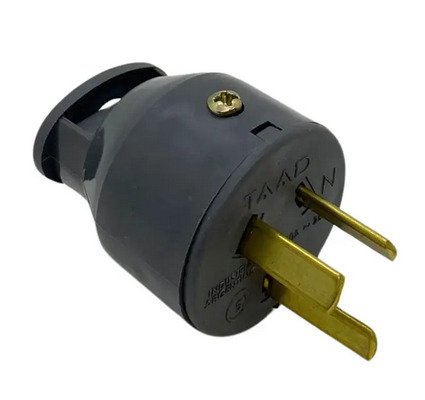 Ficha macho Taad c/neutro  y sujeta cable 250V 10A gris (D-8107)