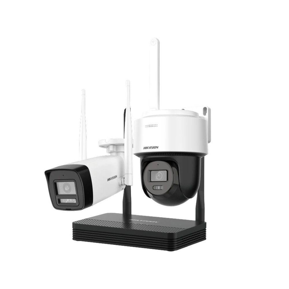 Kit de Camaras wifi Hikvision EasyLink 2MP 1 Bullet exterior + 1 Domo PT de exterior + NVS 4ch (NKS422W03H)
