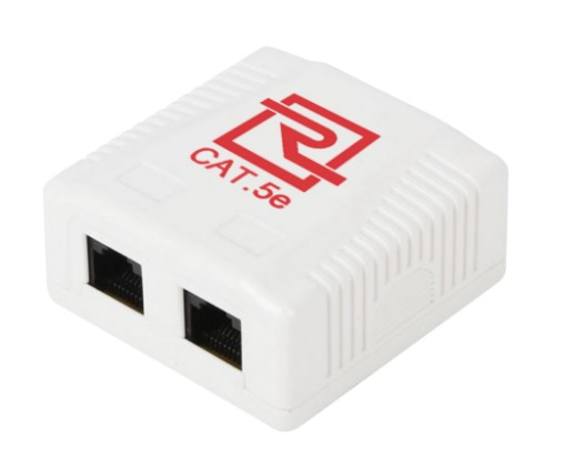 Caja de montaje superficial Reguvolt Cat5e doble puerto RJ45 (RV-ROSETA-2U5e)