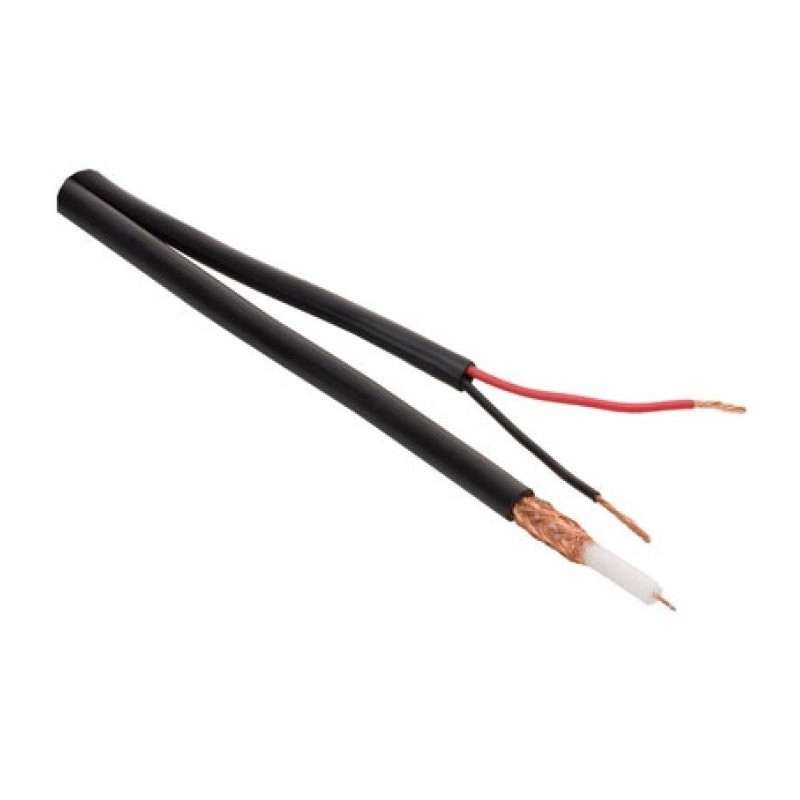 Cable minicoaxil negro RG59 + Alimentación x metro