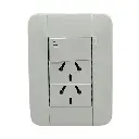 1 interruptor y 2 tomas Taad binorma 250V 10A blanco (SE-714)