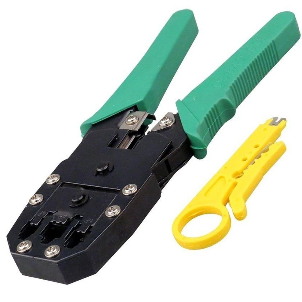 Crimpeadora p/ cable RJ45, RJ11 con pelacable