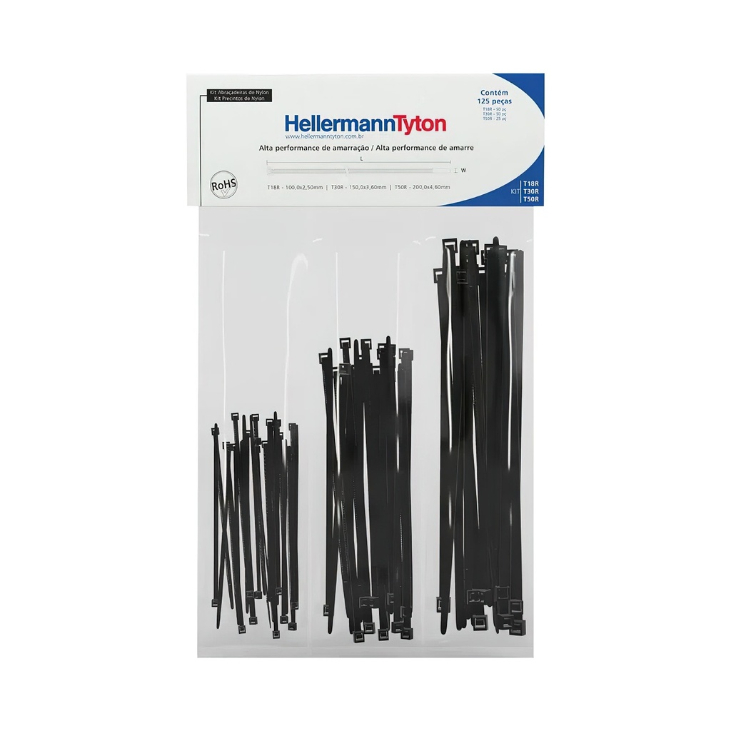 Precinto negro HellermannTyton  4,6mmx30cm estabilazado UV x100u