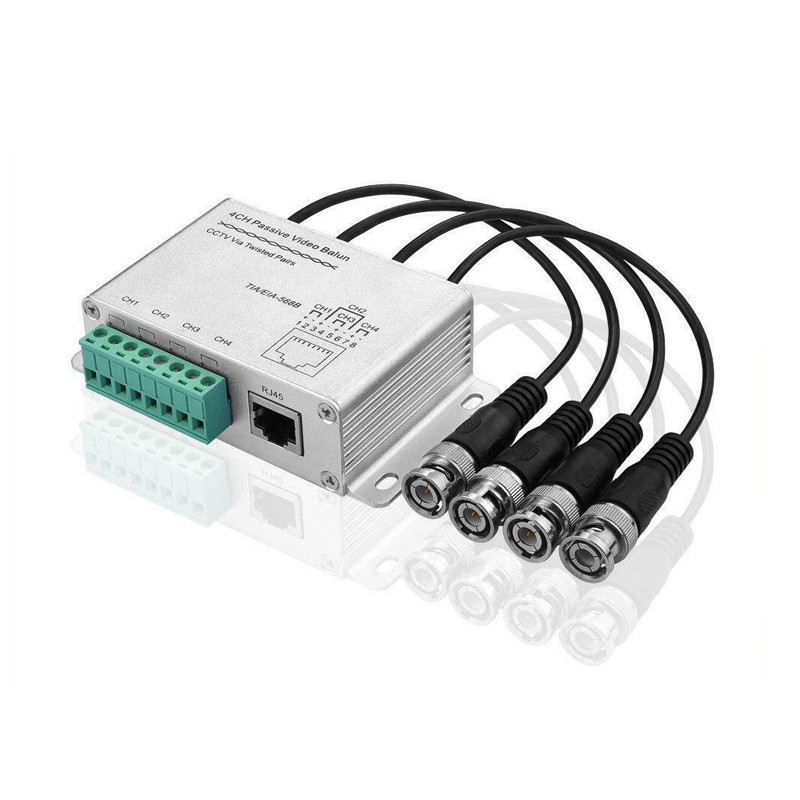 Balunera 4 canales con patchcord HD 1080P CVI/TVI/AHD