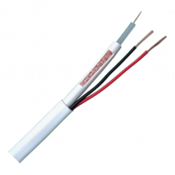 Cable minicoaxil Blanco RG59 + Alimentación x rollo 100m