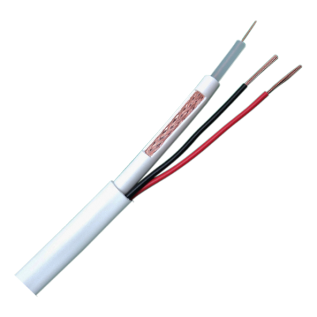 Cable minicoaxil Blanco RG59 + Alimentación x bobina 305M