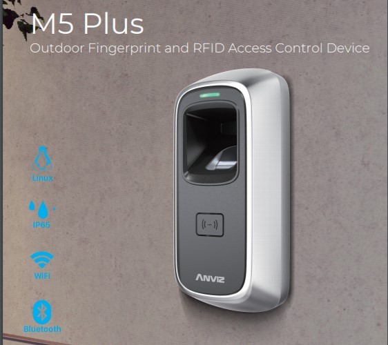 Anviz-M5-PLUS Control de Acceso por Huella. Uso Exterior Bluetooth app