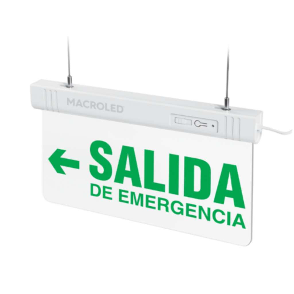 Cartel luminoso de salida de emergencia hacia la izquierda Macroled