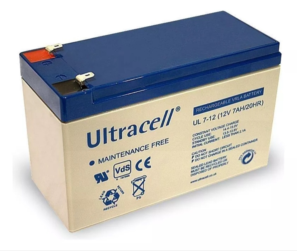 Bateria Ultracell 12V 7A (UL7-12) Serie pesada ideal UPS