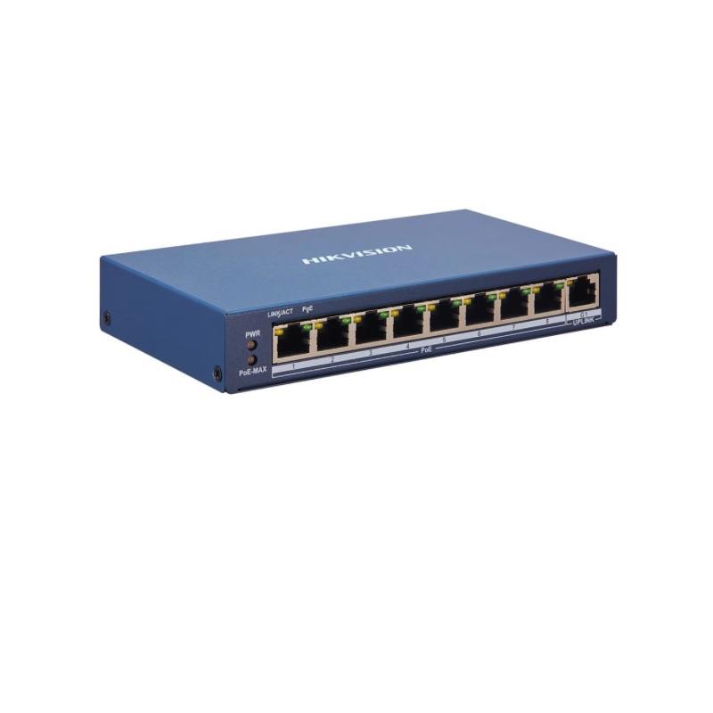 Switch PoE administrable via web, 8 puertos 10/100 + 1 uplink, 110W (DS-3E1309P-EI)