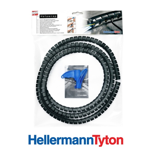 [90293] HELLERMANN Helawrap Organizador de cables Negro 23mm X 2Metros (con aplicador)