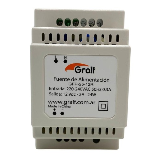 [0702512] Fuente switching Riel Din 12V 2A Gralf (GFP-25-12R)