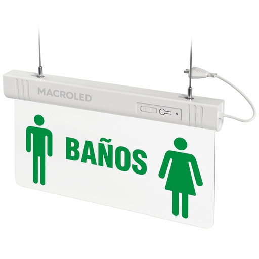 [CSL-BANOS] Cartel luminoso para baños Macroled cableado con autonomia de 3hs