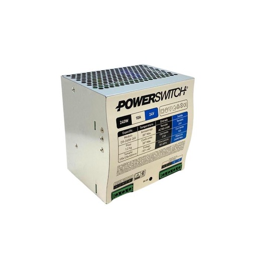 [DR-240W-24V] Fuente Powerswitch riel din gabinete metalico 24V 10A IP20 (DR-240W-24V)