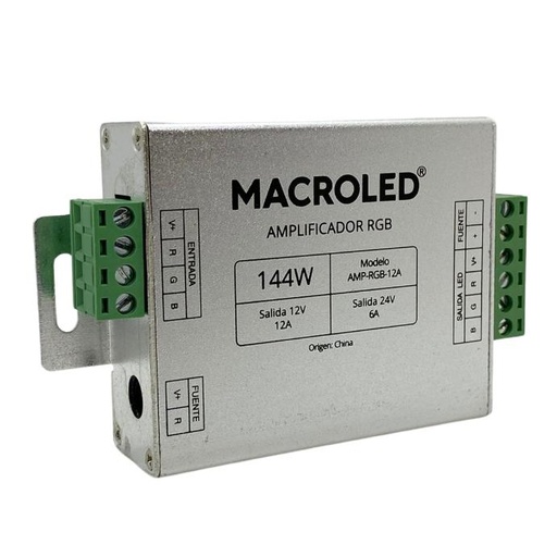 [AMP-RGB-12A] Amplificador RGB Macroled 12A metalico (AMP-RGB-12A)